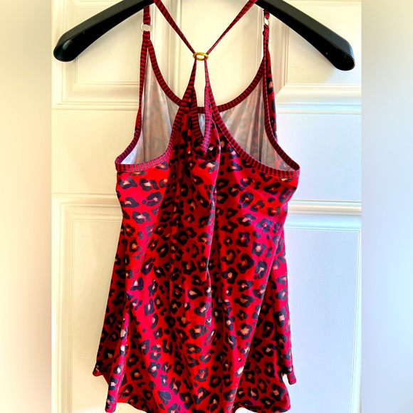 Hollywood fashion Tops Red Tank Leopard Print Gold Silver Grommets